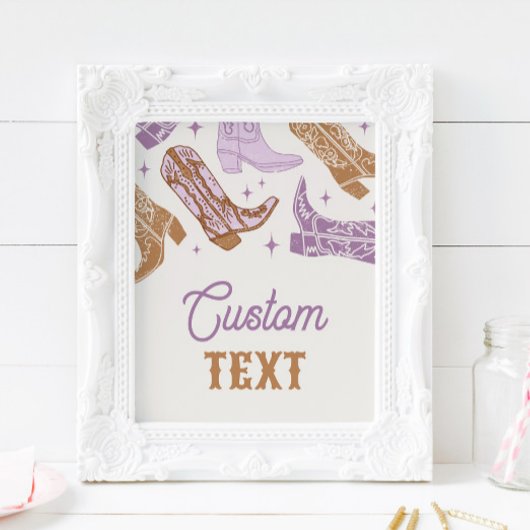 8x10 Editierbares Lila Western-Zeichen