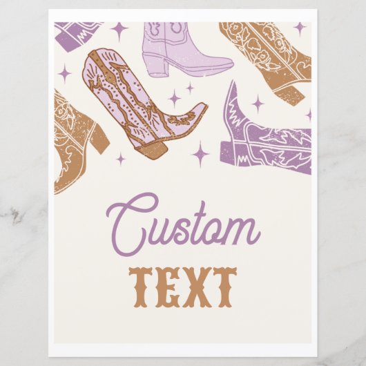 8x10 Editierbares Lila Western-Zeichen (Vorderseite)