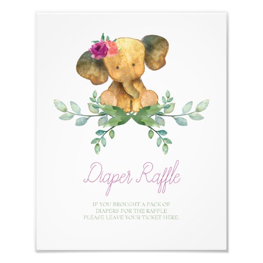 8x10 Elephant Diaper Raffle Sign Fotodruck (Vorne)