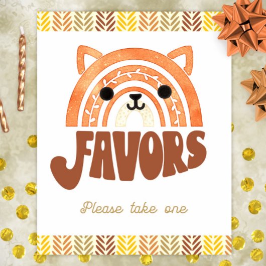 8x10 Favors Boho Woodland Fox Geburtstag Poster
