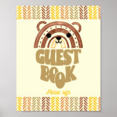 8x10 Gästebuch Boho Woodland Bear Birthday (Vorne)