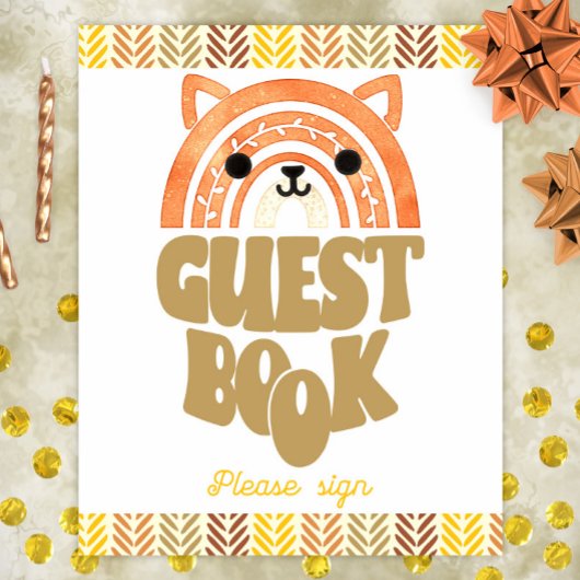 8x10 Gästebuch Boho Woodland Fox Geburtstag