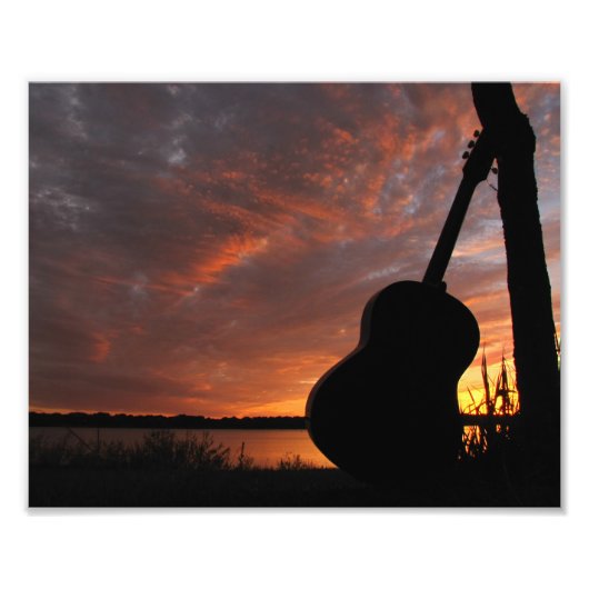 8x10 Guitar Sunset Silhouette Fotodruck (Vorne)