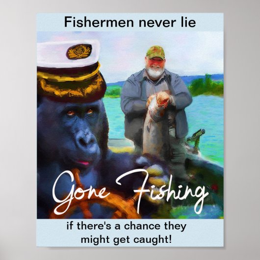8x10 Humorales "Gone Fishing"-Poster Poster (Vorne)