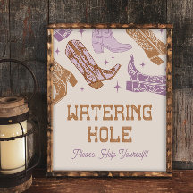 8x10 Lila Cowgirl Watering Hole-Zeichen