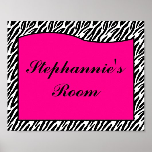 8x10 Name Wall Art Hot Pink Zebra Animal Print Poster (Vorne)