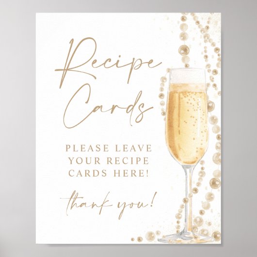 8X10" Perlen & Prosecco Bridal Recipe Karten signi Poster (Vorne)