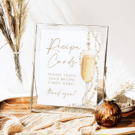 8X10" Perlen & Prosecco Bridal Recipe Karten signi Poster
