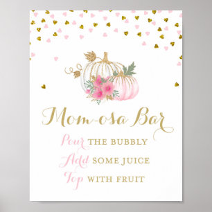 8x10" Pink und Gold Pumpkin Sign Poster