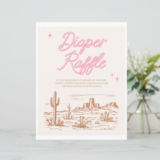 8x10 Rosa Western Windeln Raffle-Zeichen (Stehend Vorderseite)