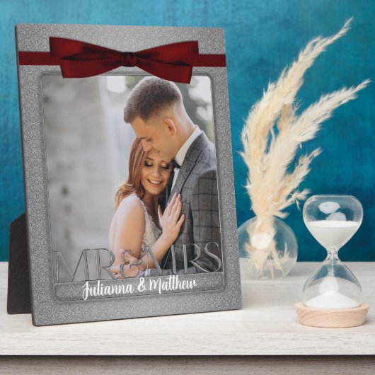 8x10 Rot und Silber Mr. und Mrs. Wedding Foto Fotoplatte (Seite)