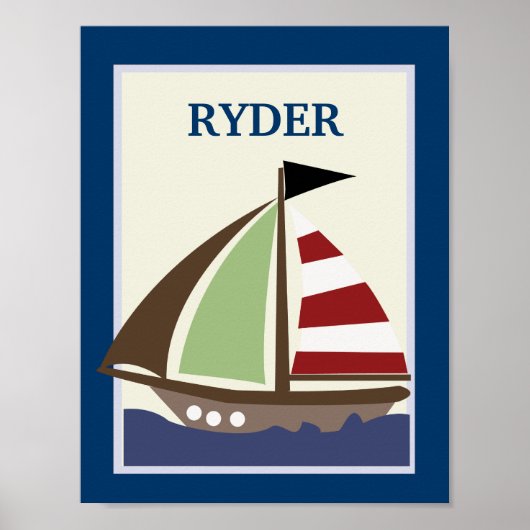 8X10 SAILBOAT Kinderzimmer Kunst drucken Poster (Vorne)