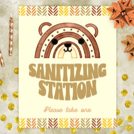 8x10 Sanitizer Station Boho Woodland Bären Geburts Poster