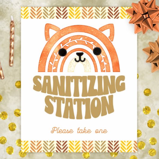 8x10 Sanitizer Station Boho Woodland Fox Geburtsta Poster
