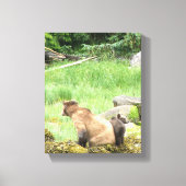 8x10 Starke Canvas Print mit Grizzly Bär & cub Leinwanddruck (Vorderseite)