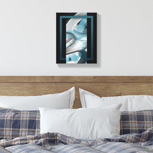 8x10" Trend Abstrakt Art Leinwand Schwarz-weiß Blu (Insitu (Schlafzimmer))