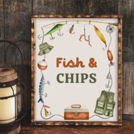 8x10 Zoll Fisch und Chips Fischerei Party Zeichen
