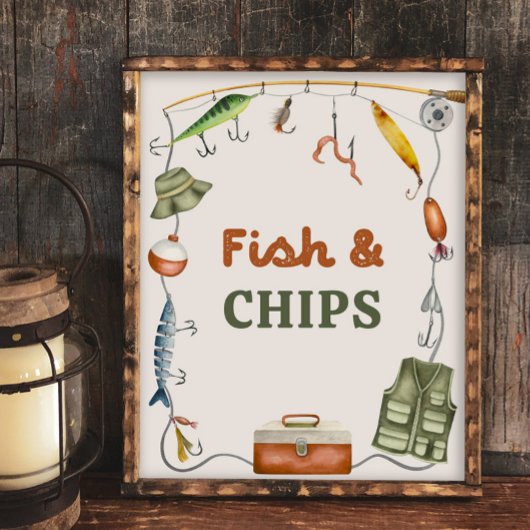 8x10 Zoll Fisch und Chips Fischerei Party Zeichen