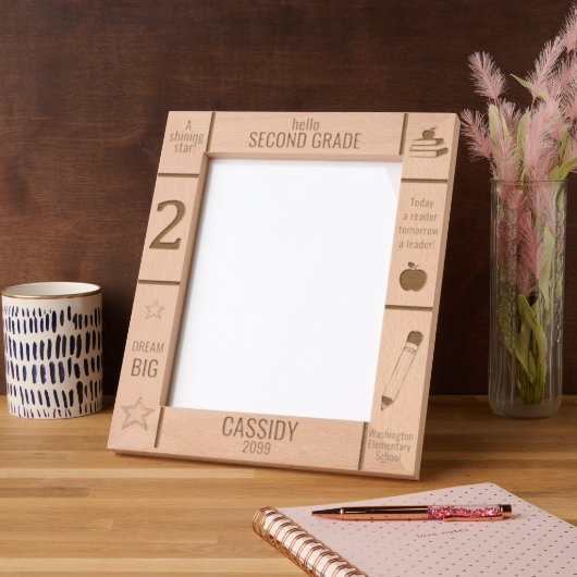 8x10 ZWEITE GRADE Grundschule Foto Custom Geätzte Rahmen (Links)