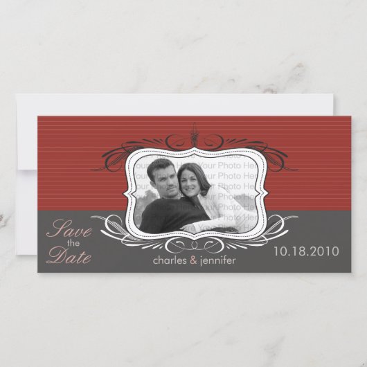 8x4" Chic Deko Red Ankündigung Datum freihalten (Vorderseite)