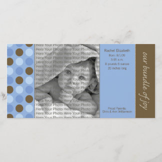 8x4 Geburtsankündigung Blue and Brown Polka Dots Ankündigung