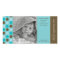 8x4 Geburtshinweis Aquamarin und braune Polka-Punk