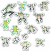 8x8 Blatt mit 15 Aufklebern für tanzende Frösche Aufkleber (Vorderseite)