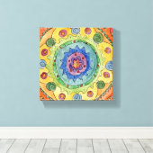 8x8 Rainbow Mandala Premium Stretched Canvas Print Leinwanddruck (Insitu (Holzboden))