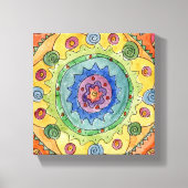8x8 Rainbow Mandala Premium Stretched Canvas Print Leinwanddruck (Vorderseite)
