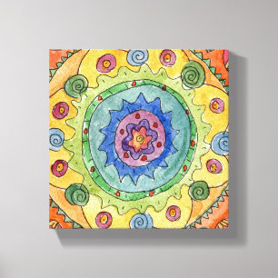 8x8 Rainbow Mandala Premium Stretched Canvas Print Leinwanddruck