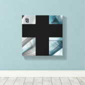8x8" Trend Abstrakt Art Leinwand Schwarz-weiß Blue (Insitu (Holzboden))