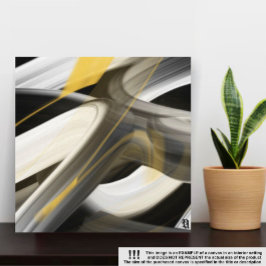 8x8" Trend Abstrakt Art Leinwand Schwarz-weiß Gold