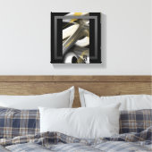 8x8" Trend Abstrakt Art Leinwand Schwarz-weiß Gold (Insitu (Schlafzimmer))