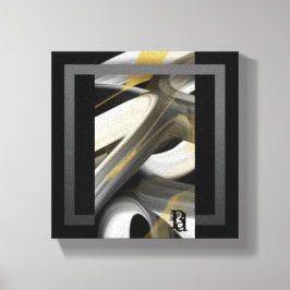 8x8" Trend Abstrakt Art Leinwand Schwarz-weiß Gold