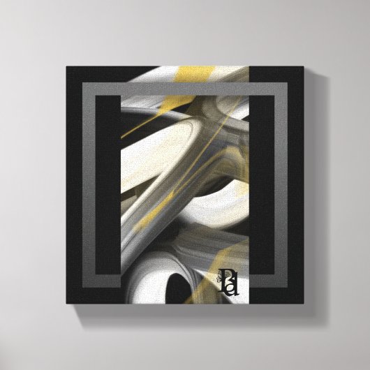 8x8" Trend Abstrakt Art Leinwand Schwarz-weiß Gold (Vorderseite)