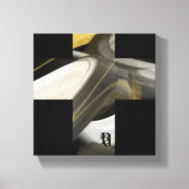 8x8" Trend Abstrakt Art Leinwand Schwarz-weiß Gold