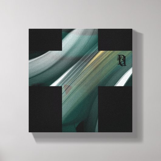 8x8" Trend Abstrakt Art Leinwand Schwarz-weiß grün (Vorderseite)