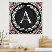 [900] "A" Vintage Silber-Monogramm Poster (Küche)