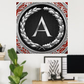 [900] "A" Vintage Silber-Monogramm Poster (Heimbüro)