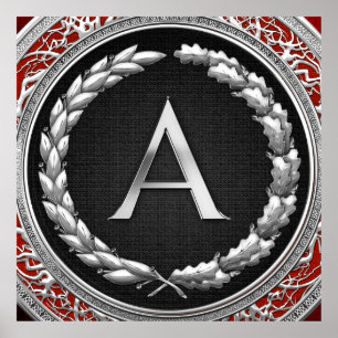 [900] "A" Vintage Silber-Monogramm Poster