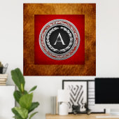 [900] "A" Vintage Silber-Monogramm Poster (Heimbüro)
