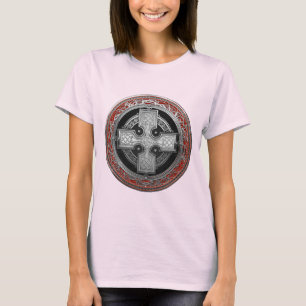 [900] Ancient Celtic Sacred Silver Knot Cross T-Shirt