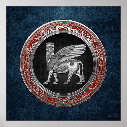 [900] Assyrian Winged Bull - Silver Lamassu Poster (Vorne)