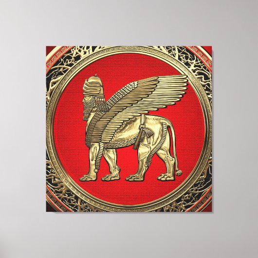 [900] Assyrian Winged Lion - Gold Lamassu Leinwanddruck (Vorderseite)