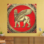 [900] Assyrian Winged Lion - Gold Lamassu Leinwanddruck (Insitu (Wohnzimmer))