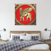 [900] Assyrian Winged Lion - Gold Lamassu Leinwanddruck (Insitu (Schlafzimmer))