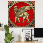 [900] Assyrian Winged Lion - Gold Lamassu Poster (Heimbüro)