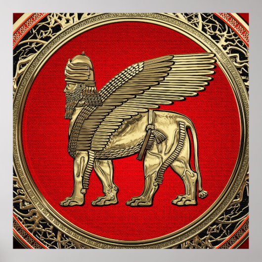 [900] Assyrian Winged Lion - Gold Lamassu Poster (Vorne)
