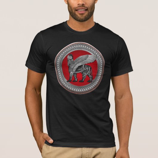 [900] Assyrian Winged Lion: Silver & Black Lamassu T-Shirt (Vorderseite)