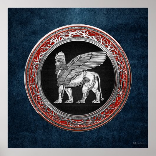 [900] Assyrian Winged Lion - Silver Lamassu Poster (Vorne)